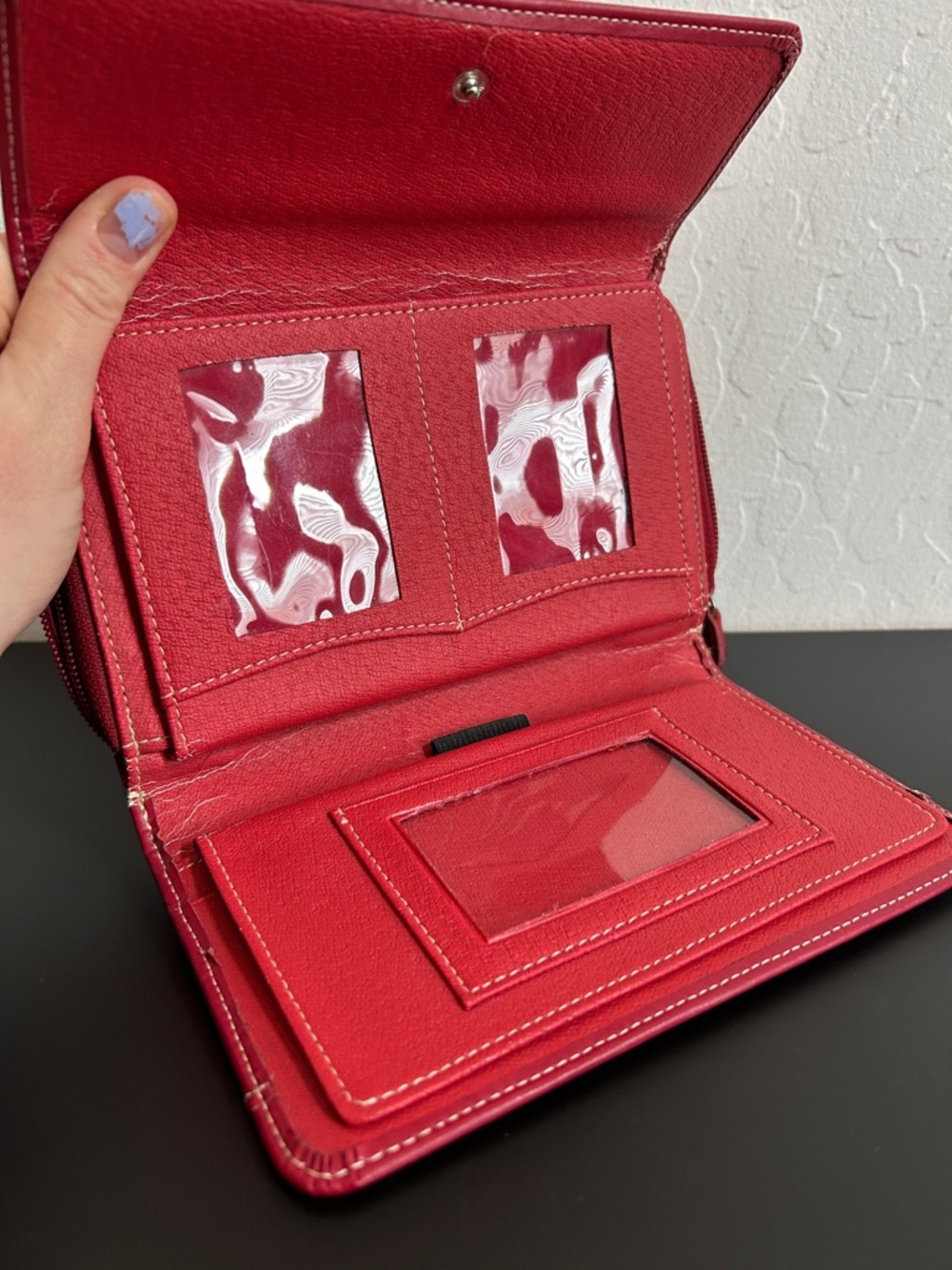 Genuine Leather Classic Red Women's Clutch Wallet with Card Organizer - Picture 3 of 8